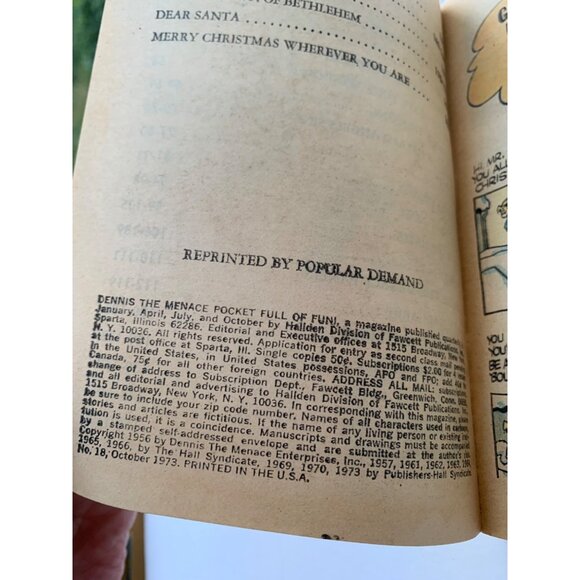 Dennis The Menace Pocket Full Of Fun No. 18 Comic Book 1969 Reprint Mass Market - Picture 3 of 11